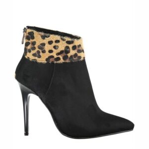 Women’s Leopard Pattern Black Suede Boot