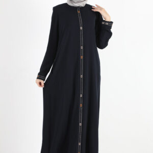 Women’s Oversize Hidden Zipped Navy Blue Abaya
