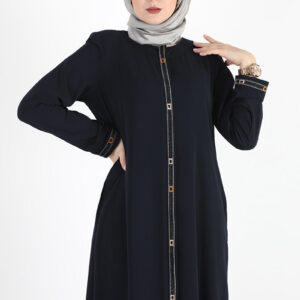 Women’s Oversize Hidden Zipped Navy Blue Abaya