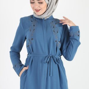 Women’s Oversize Embroidered Blue Abaya