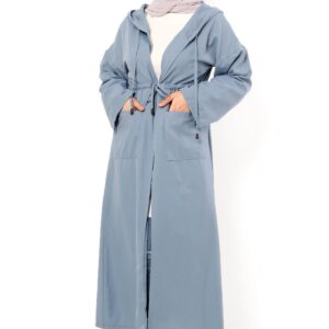 Women’s Hooded Denim Blue Modest Long Jacket