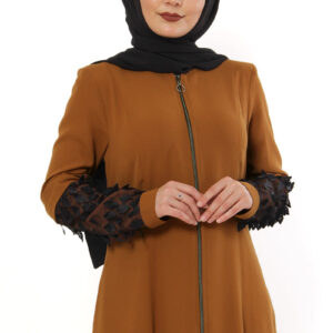 Women’s Oversize Sleeve Detail Zipper Ginger Abaya
