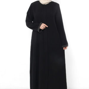 Women’s Gemmed Sleeve Edges Black Abaya