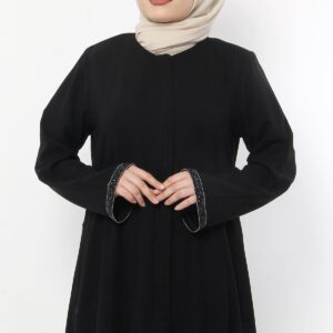 Women’s Gemmed Sleeve Edges Black Abaya