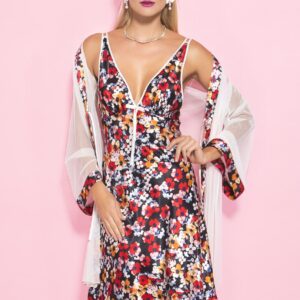 Women’s Floral Pattern Nightgown & Morning Robe Set