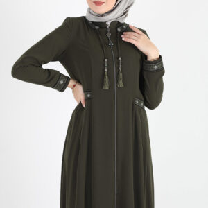 Women’s Oversize Embroidered Khaki Abaya