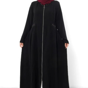 Women’s Oversize Embroidered Pleated Black Abaya