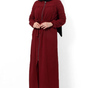 Women’s Zipped Claret Red Modest Abaya