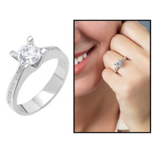 Women’s 925 Carat Silver Diamond Gem Ring