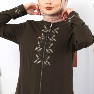 Women’s Embroidered Khaki Modest Abaya