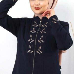 Women’s Embroidered Navy Blue Modest Abaya