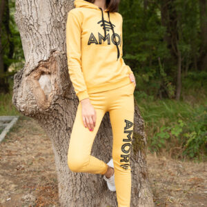 Women’s Text Print Yellow Tracksuit