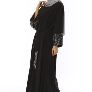 Women’s Belted Shiny Gem Embroidered Long Dress