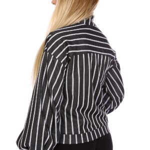 Women’s Striped Zipper Raschel Coat